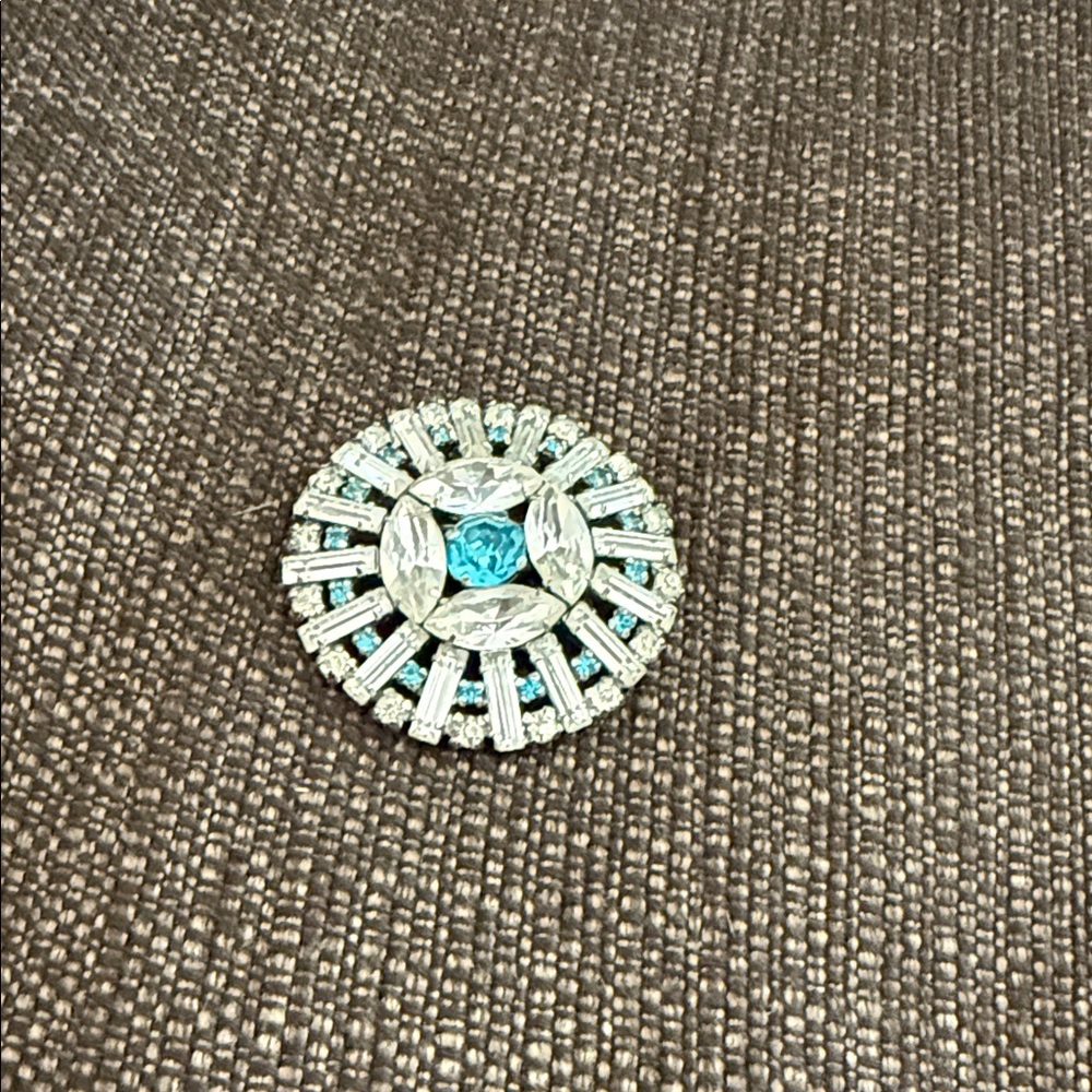 Silver and Blue Brooch vintage
